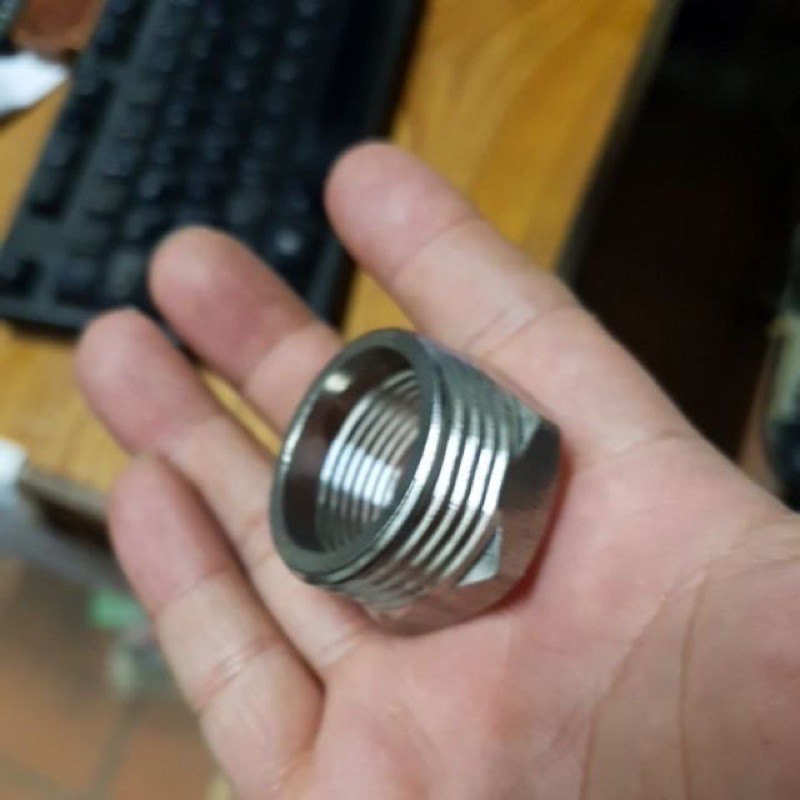 Nối thẳng ren ngoài 27 ren trong 21 inox