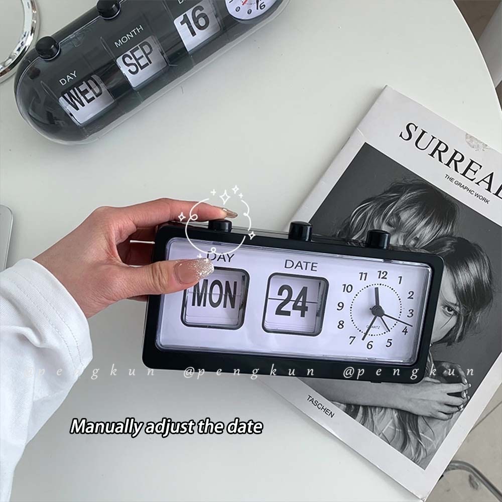 Ins Đồng Hồ Báo Thức Kỹ Thuật Số Hình Vuông Dạng Lịch Xoay Được Màu Đen Sáng Tạo Dễ Phối Đồ Hướng dẫn sử dụng Flip Lịch Đồng hồ báo thức Đồng hồ kỹ thuật số Lịch Đồng hồ Ghế Quảng trường Sáng tạo ins Gió