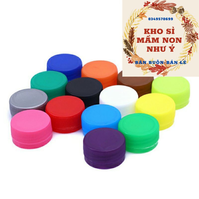 100 Nắp chai nhựa nhiều màu 🌻SHOP MẦM NON NHƯ Ý 🌻- Đồ Dùng Mầm Non 🌻