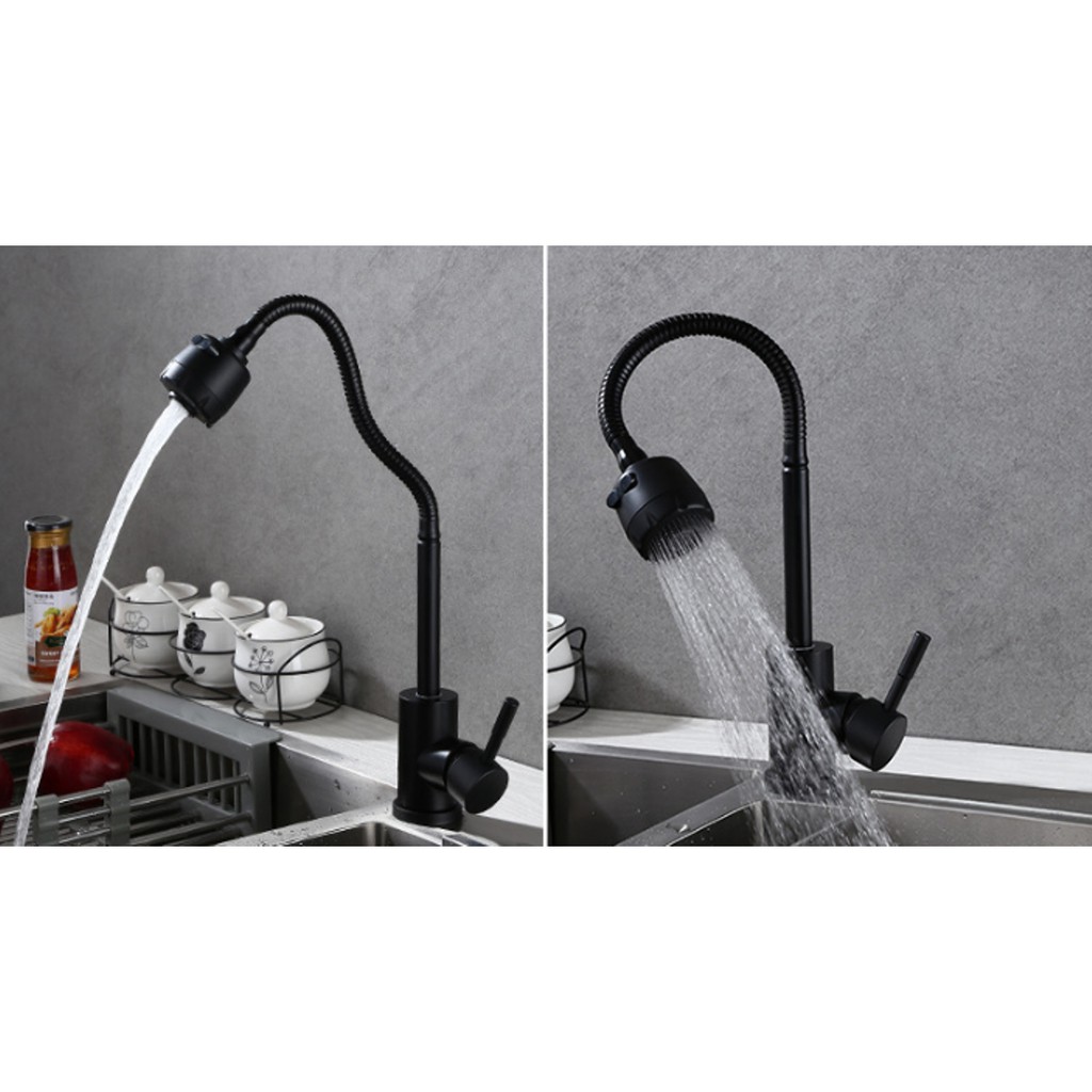 Vòi rửa bát dạng mềm màu đen Inox 304 | BigBuy360 - bigbuy360.vn