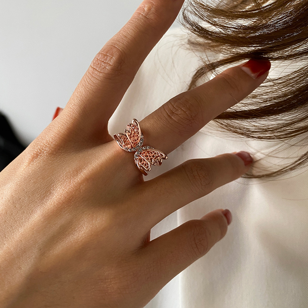 Nhẫn dạng mở hình bướm rỗng cổ điển thời trang khí chất cho nữ