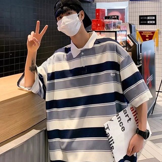 Áo Ngắn Tay Họa Tiết Sọc Ngang Thời Trang Nam