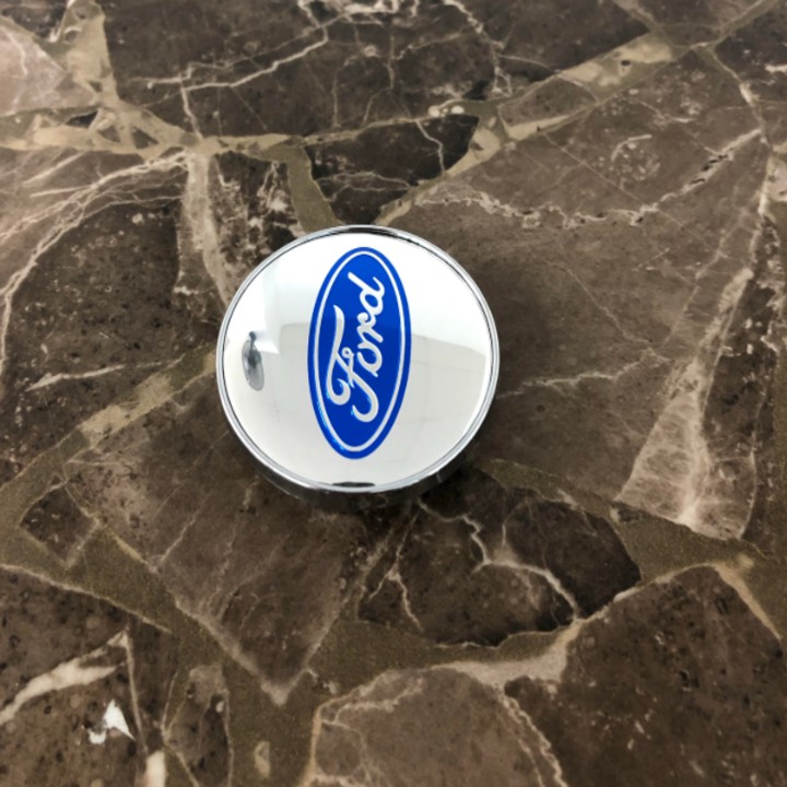 Logo chụp mâm bánh xe ô tô, xe hơi Ford FORD - 60MM: Mầu Bạc và Xanh Tím Than