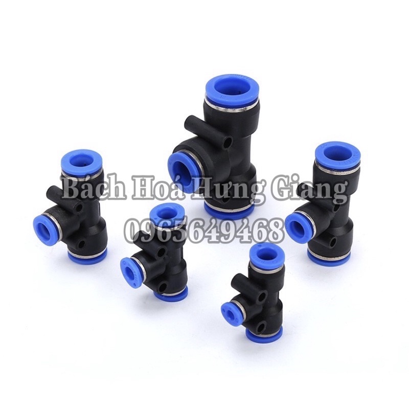 Khớp Nối Nhanh Tê Đầu 4mm,6mm,8mm,10mm,12mm,14mm,16mm Chuẩn Đài Loan