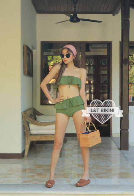 Bikini quây bèo xanh rêu sáng