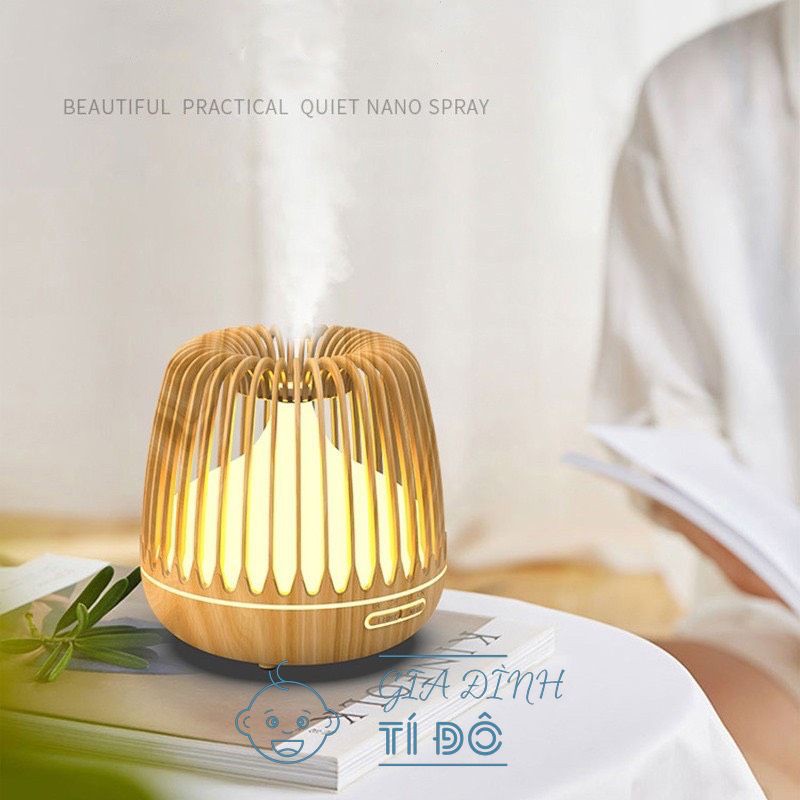 Máy Xông Tinh Dầu Sóng Siêu Âm Đèn Lồng Dung Tích 500ml Có Loa Bluetooth Và Đèn Led 7 Màu