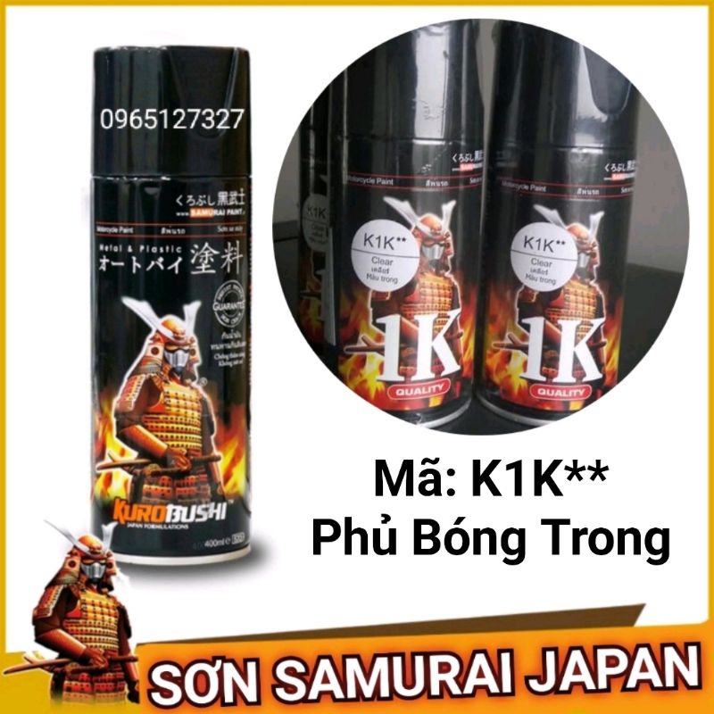 Sơn xịt Samurai bóng - K1K (không màu) (400 ml)