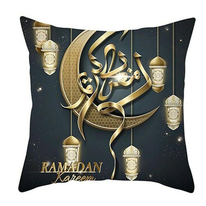 Bao gối vuông một mặt 45*45 bằng polyester in họa tiết Eid Mubarak