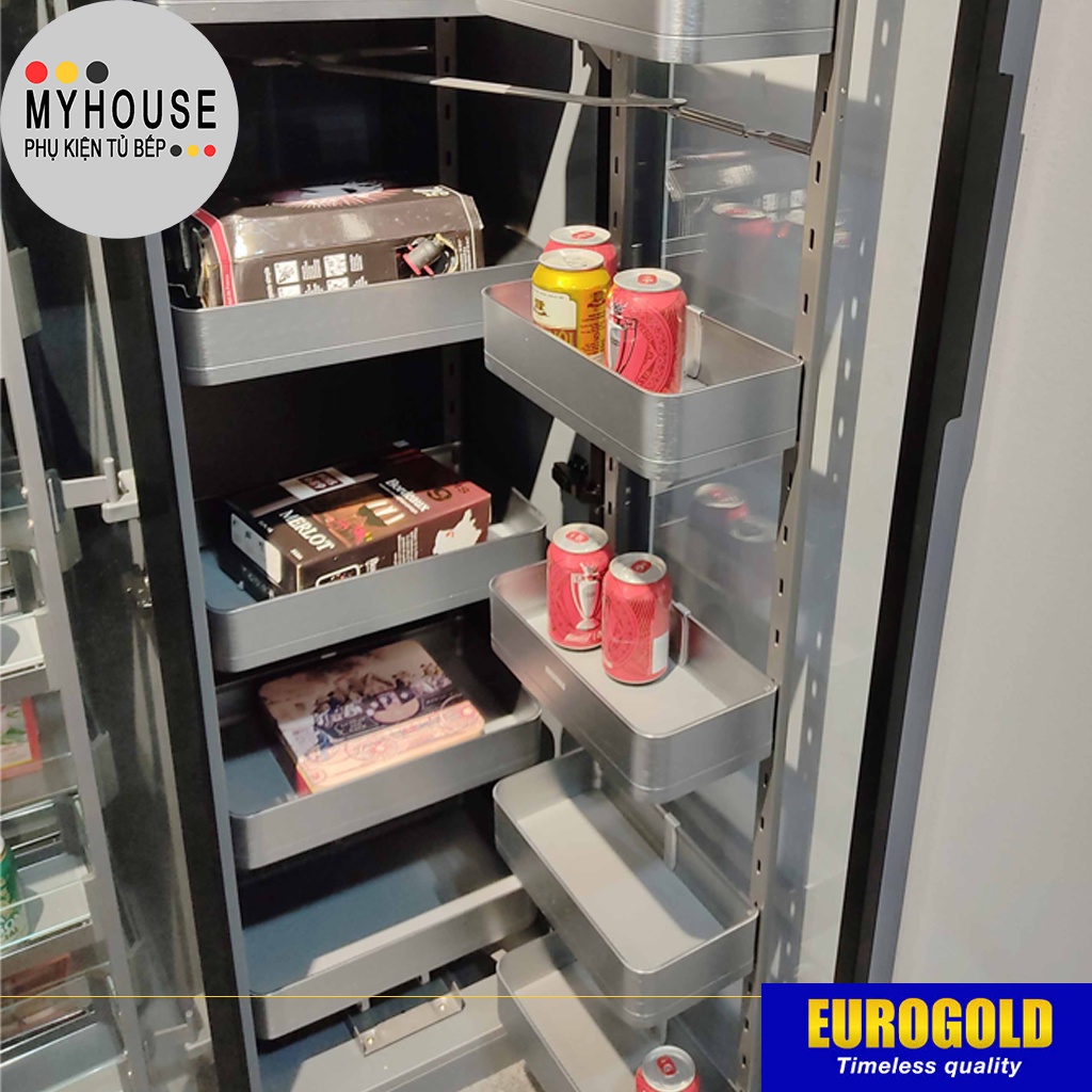 Tủ để đồ khô 6 tầng cánh mở dạng hộp Eurogold EKM10645 EMA10645, Phụ kiện tủ bếp thông minh