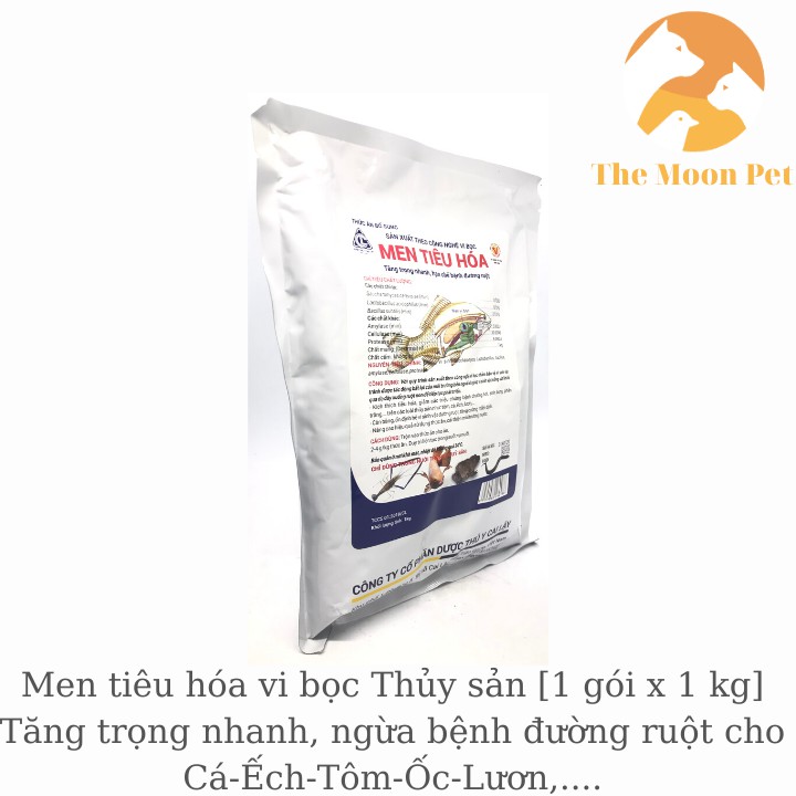 Men tiêu hóa vi bọc Thủy sản [1 gói x 1 kg] Tăng trọng nhanh, ngừa bệnh đường ruột cho Cá-Ếch-Tôm-Ốc-Lươn,....