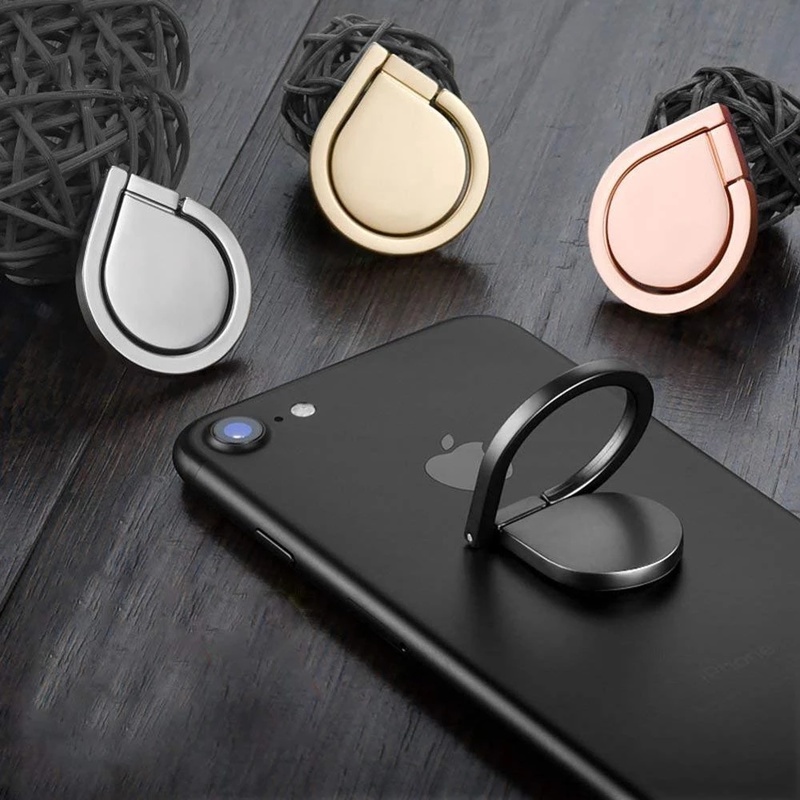 Giá Đỡ Nhẫn Từ Tính Hình Giọt Nước Xoay 360 Độ Bằng Kim Loại Thông Dụng Cho Điện Thoại Di Động