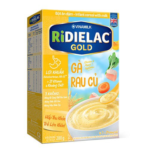 BỘT ĂN DẶM RIDIELAC GOLD GÀ RAU CỦ - HỘP GIẤY 200G