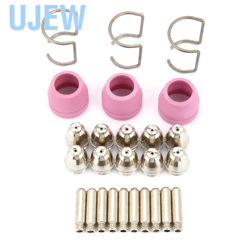 Ujew 26pcs plasma cutter  tip nozzle electrodes 10 * + nozzles 3 ceramic cups