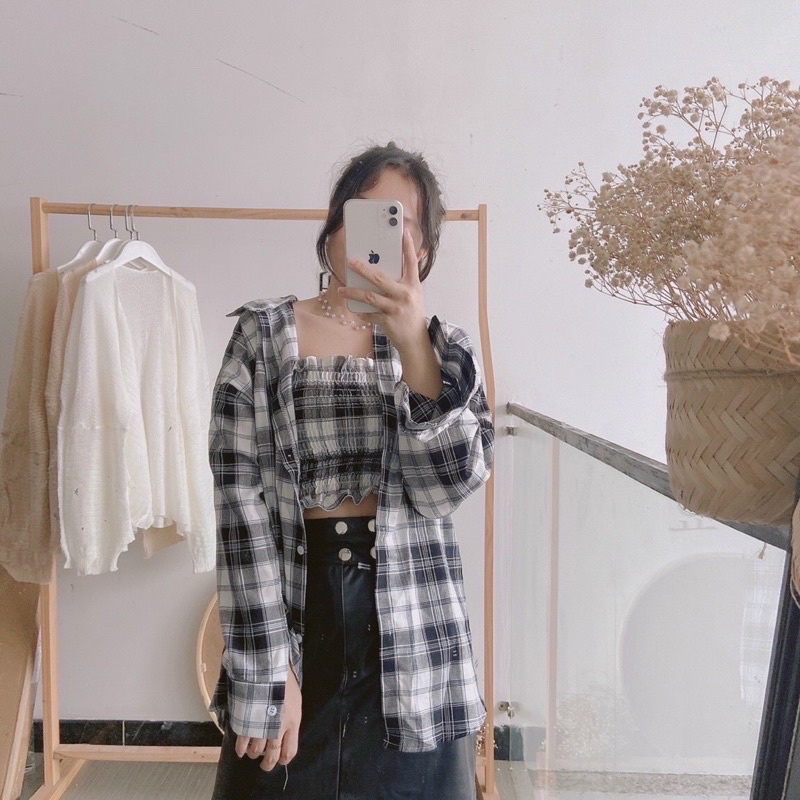 SET ÁO SƠ MI+ ÁO ỐNG CARO KẺ, CHIZISHOP