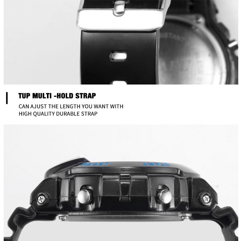 Đồng hồ điện tử SMAEL chống thấm nước có đèn led báo thức màu đen cho nam