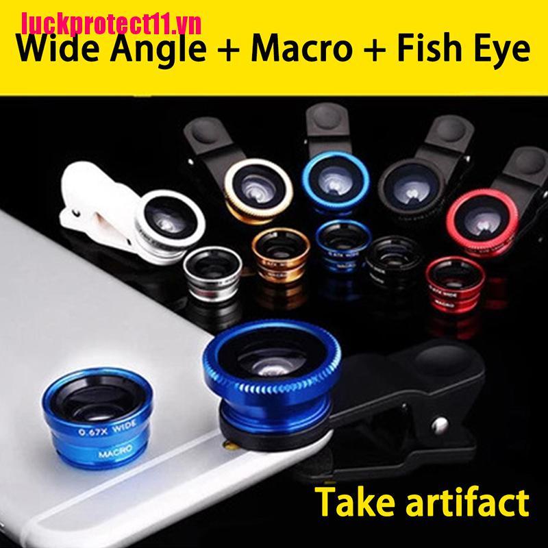 (hotter Ordel in stock) Bộ Lens Mắt Cá Macro Góc Rộng 3 Trong 1 Cho Điện Thoại