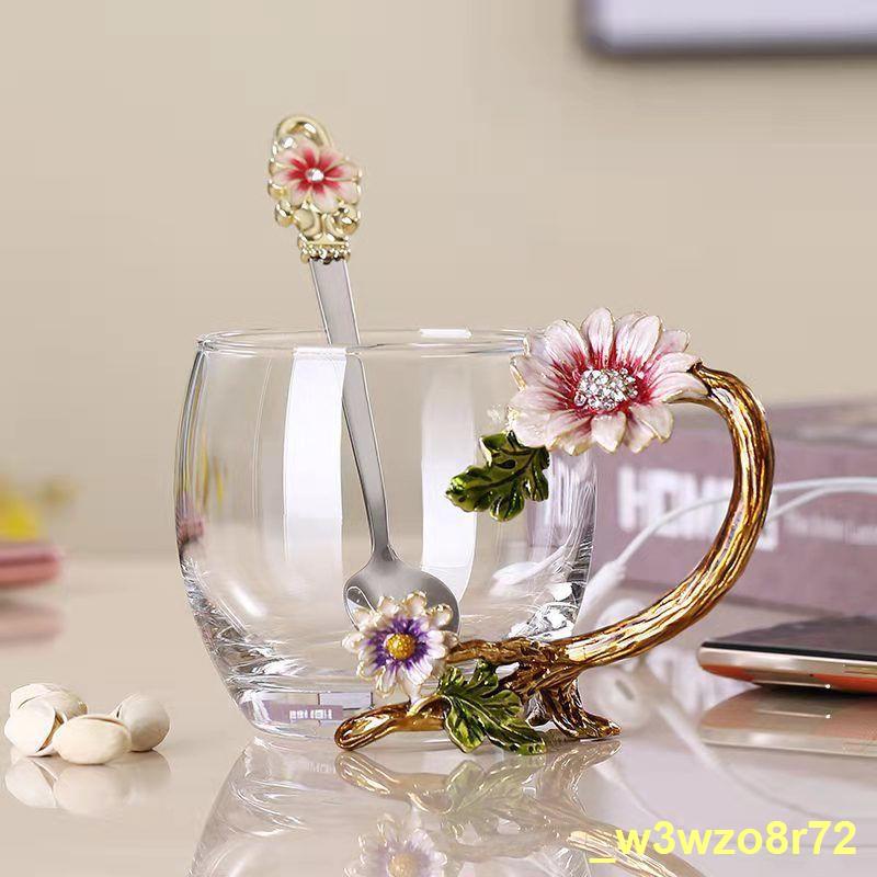 Màu men tươi tách nước cốc trà nhà bền đẹp pha lê hoa ly quà tặng bạn gái mónY