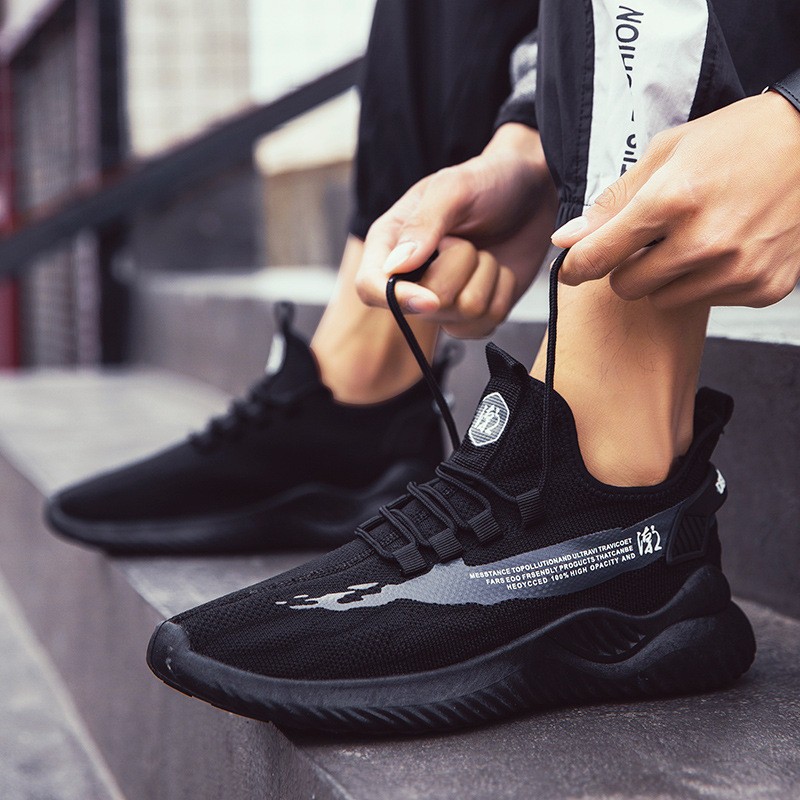 Giày thể thao nam đế êm vải thoáng khí - Giày sneaker nam đế êm sườn chữ