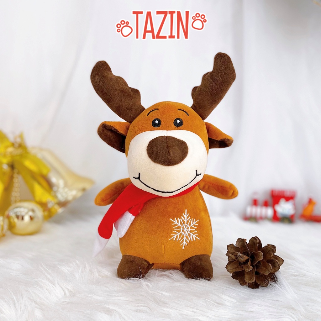 Gấu bông tuần lộc nâu bông tuyết giáng sinh noel, tuần lộc bông noel cutte 20 cm cao cấp Tazin