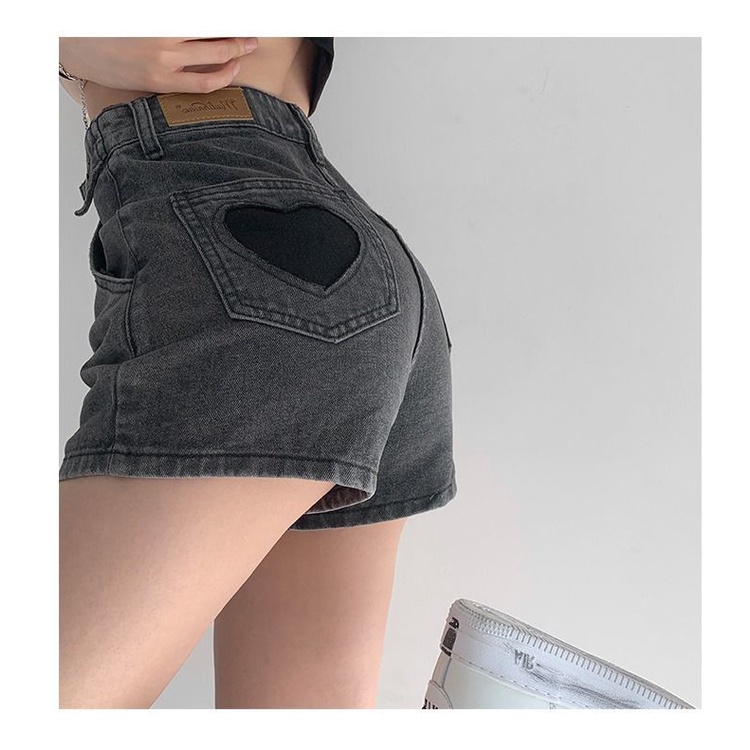 Quần Short denim Ống Rộng Rách Gối Phong Cách Đường Phố Cho Nữ