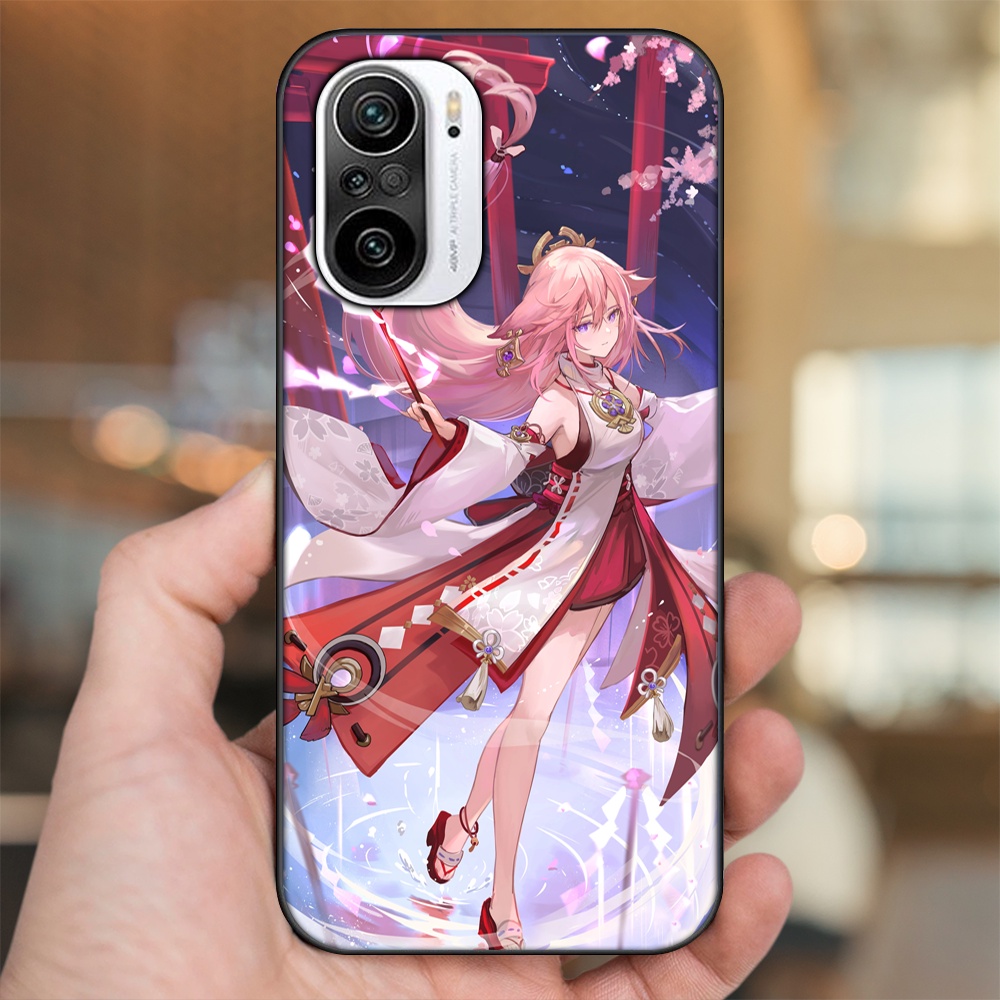 Ốp lưng Xiaomi K40 viền đen in hình Yae Miko Genshin Impact