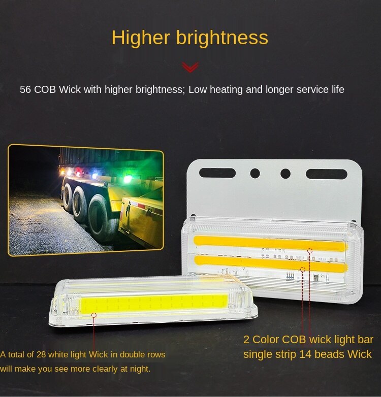 Đèn Led 24v Cob Siêu Sáng Chống Nước Gắn Hông Xe Tải