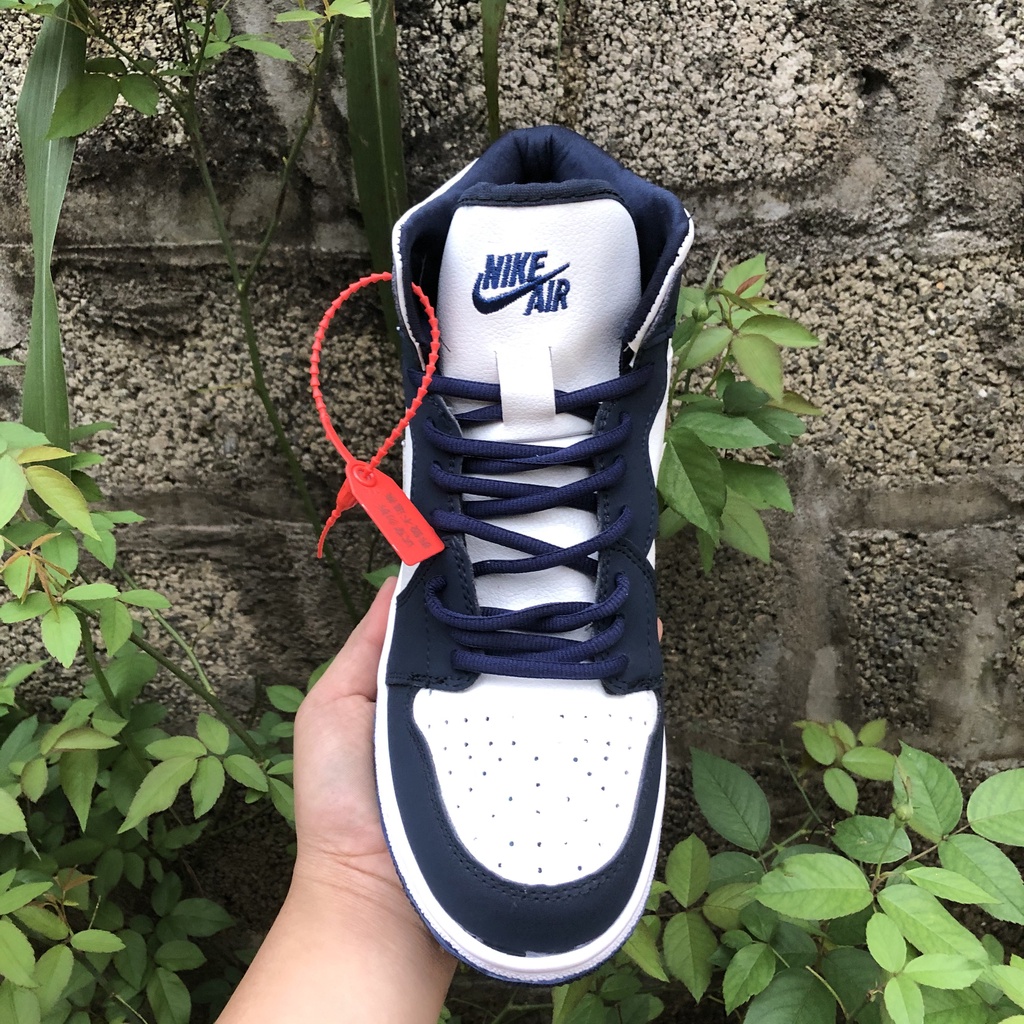 Giày thể thao Jordan xanh navi cao cổ thấp cổ, giày sneaker JD1 high low màu xanh than nam nữ đầy đủ bill box