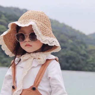 Mũ Cói Tiểu Thư Hàn Quốc Cột Nơ Cho Bé/ Hàng Có Sẵn