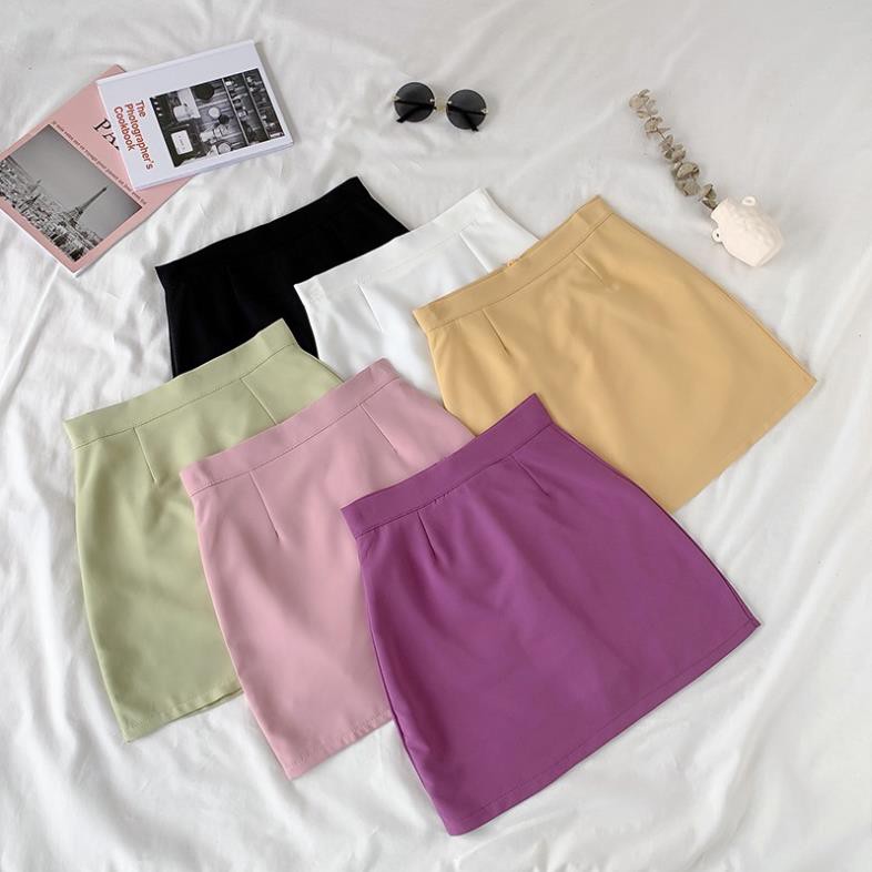 Chân Váy Chữ A Lưng Cao Họa Tiết Sọc Caro Thời Trang