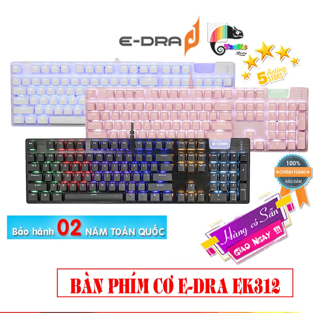 Bàn Phím Cơ E-Dra EK312 LED, Bảo hành 2 năm toàn quốc I Gaming Mechicanal Keyboard Edra EK312