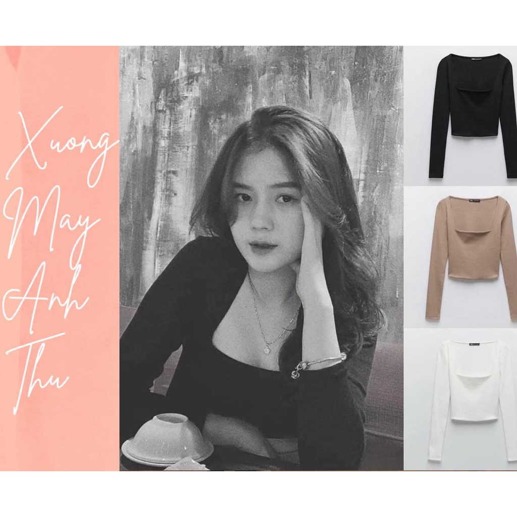  Áo len zip cổ vuông co giãn giữ nhiệt body - Thun tăm cổ khoét sâu dáng ôm Nữ HOT