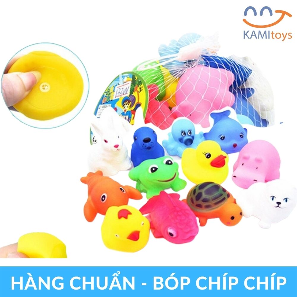 Đồ chơi nhà tắm cho bé Thú bơi kêu chíp chíp cao su an toàn mã 50058.1