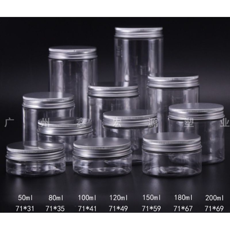 Hủ Đựng Kem ❤ GIÁ RẺ NHẤT ❤ Hủ nhựa pet Trong Nắp Nhôm 50g,100g, 200g, 250g, 500g đựng mỹ phẩm , thực phẩm, đồ khô