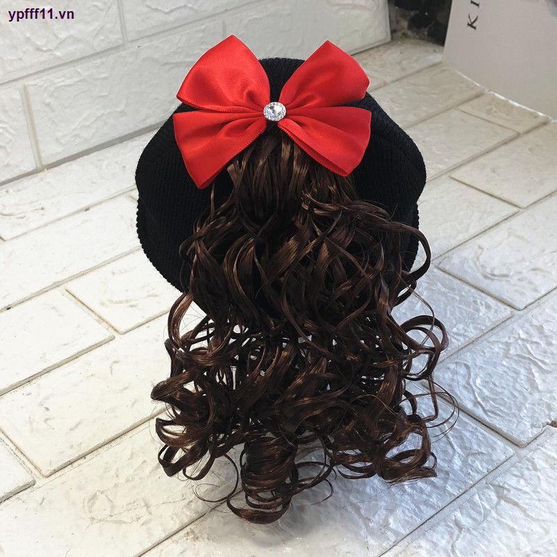 Mũ trùm đầu kèm tóc giả xoăn xinh xắn cho bé gái chất lượng cao