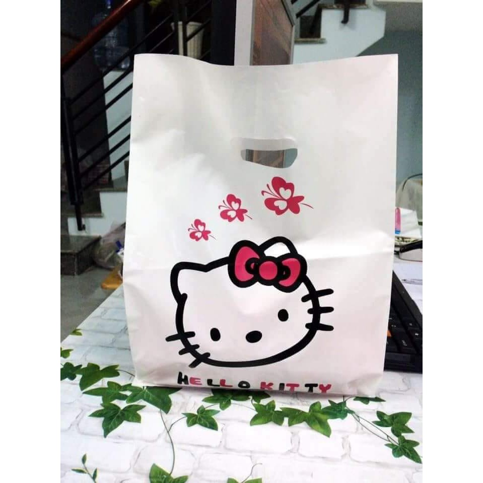 Túi nilong 2 màu kitty bướm