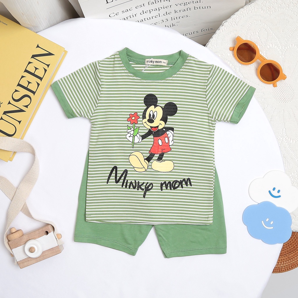 Bộ Cộc Tay Thun Lạnh Minky Mom Cho Bé Trai Bé Gái Size 8-18kg 💖 Bộ Ngắn Tay Sọc Tom&Jerry thun lạnh cao cấp mềm mịn mát