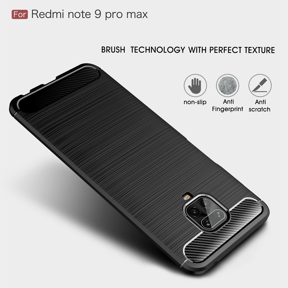 Xiaomi Poco M2 Pro Casing Soft TPU Case Fashion Carbon Fiber Pattern Shockproof Silicone Back Cover