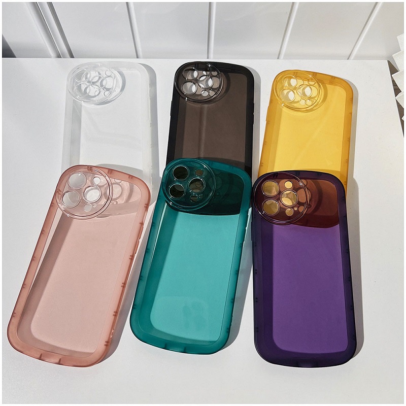Clear Casing IPhone 13 12 11 Pro Max ProMax Mini High Quality Candy Colors Airbag Anti-fall Round Lens Protection Fine Hole Soft Phone Case Cover NKS 01