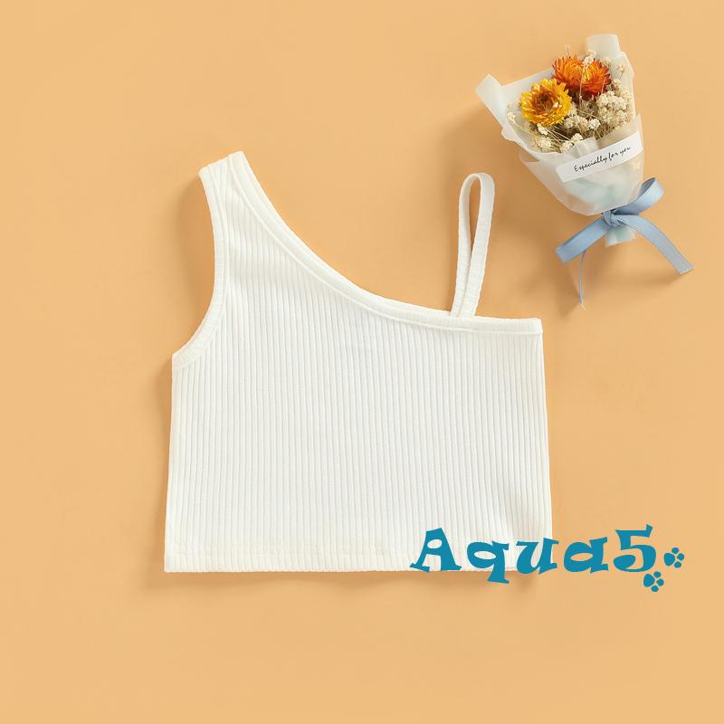 Áo Lửng Không Tay Màu Trơn Phong Cách Mùa Hè Cho Bé Gái