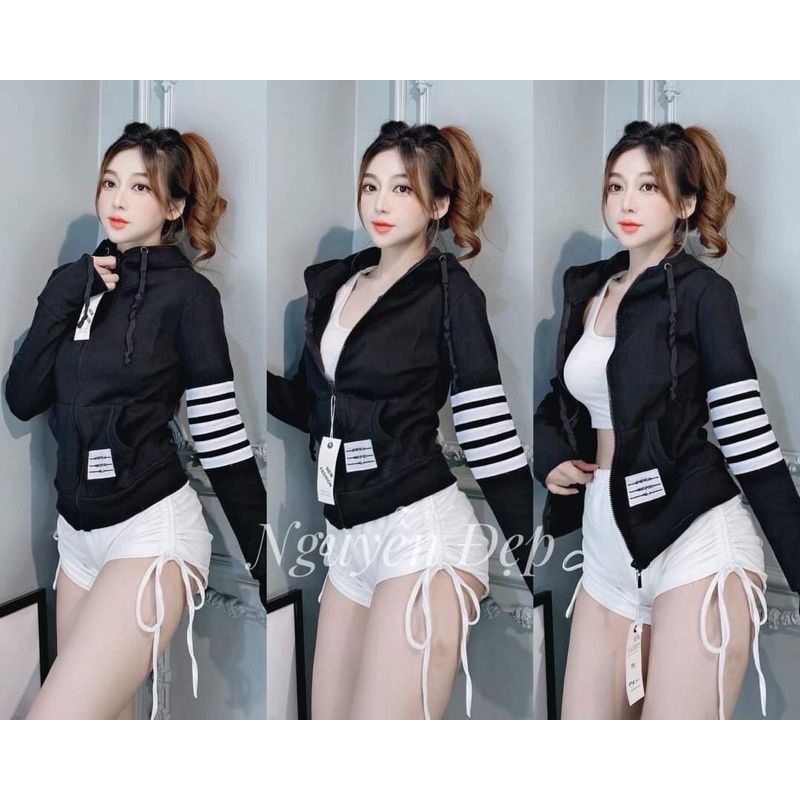 Khoác thun gân đen