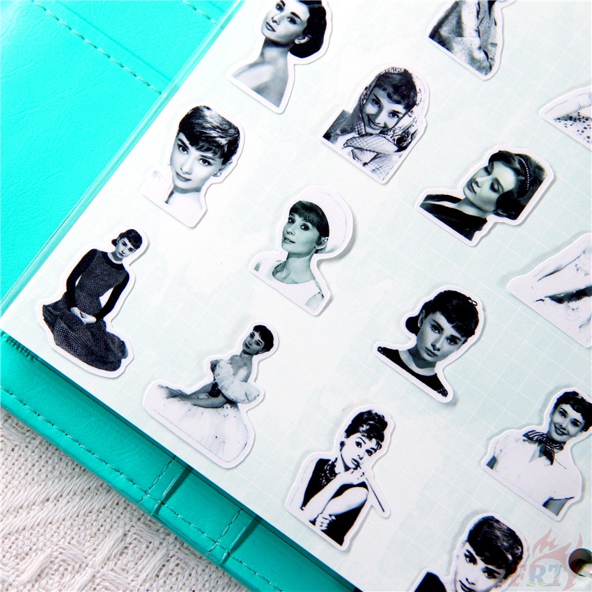 ★★★ Audrey Hepburn Q-1 Classical Black &amp; White Diary Manual Stikers ★★★ 50pcs/set DIY Fashion Album Decor Stikers