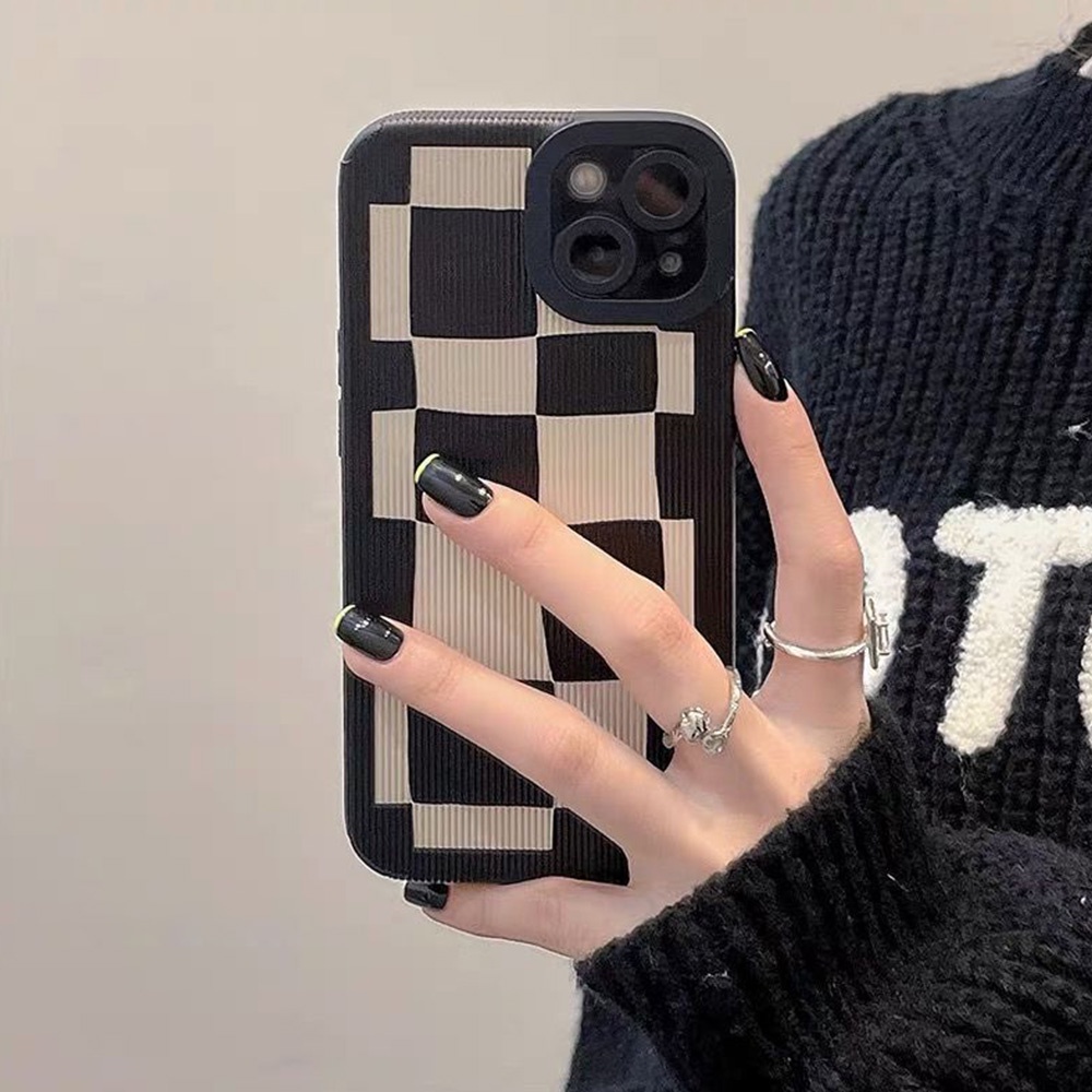 Ốp Điện Thoại TPU Mềm Chống Sốc Họa Tiết Sọc Caro Trắng Đen Cho Iphone 14 Pro Max 11 7Plus 13 12 11 Pro Max X XS Max XR