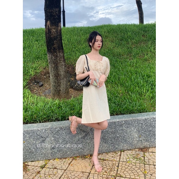 ĐẦM CỔ VUÔNG TAY PHỒNG HÀN QUỐC