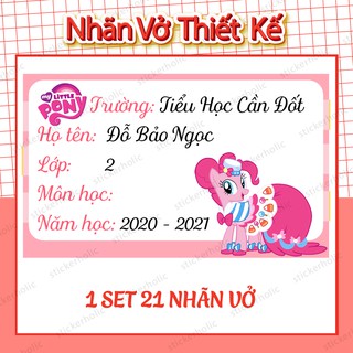Combo 21 Sticker Nhãn In Tên Bé Ngựa Pony - dán đồ dùng học tập cho học sinh - in tên bé theo yêu cầu
