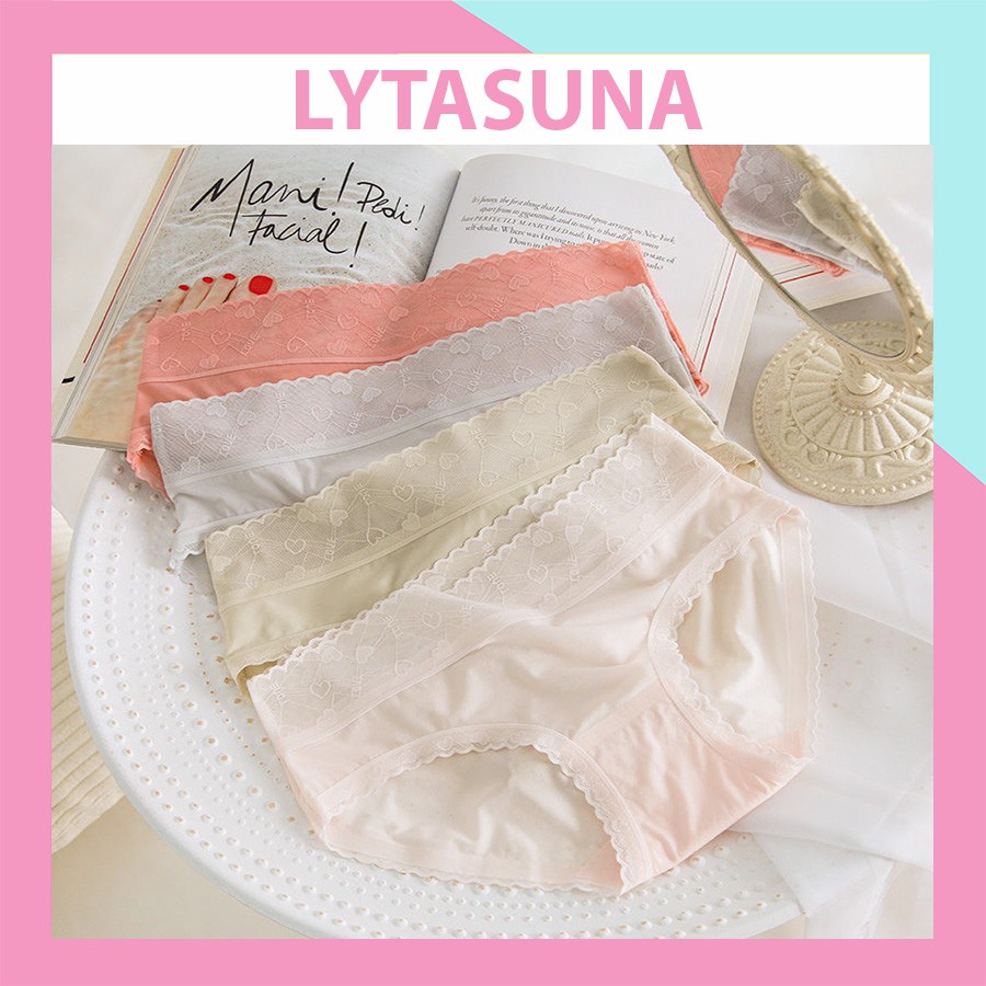 Quần lót nữ lụa tàng hình cạp ren  mỏng mềm mịn mát mêêêê ôm mông không gây hằn QR04