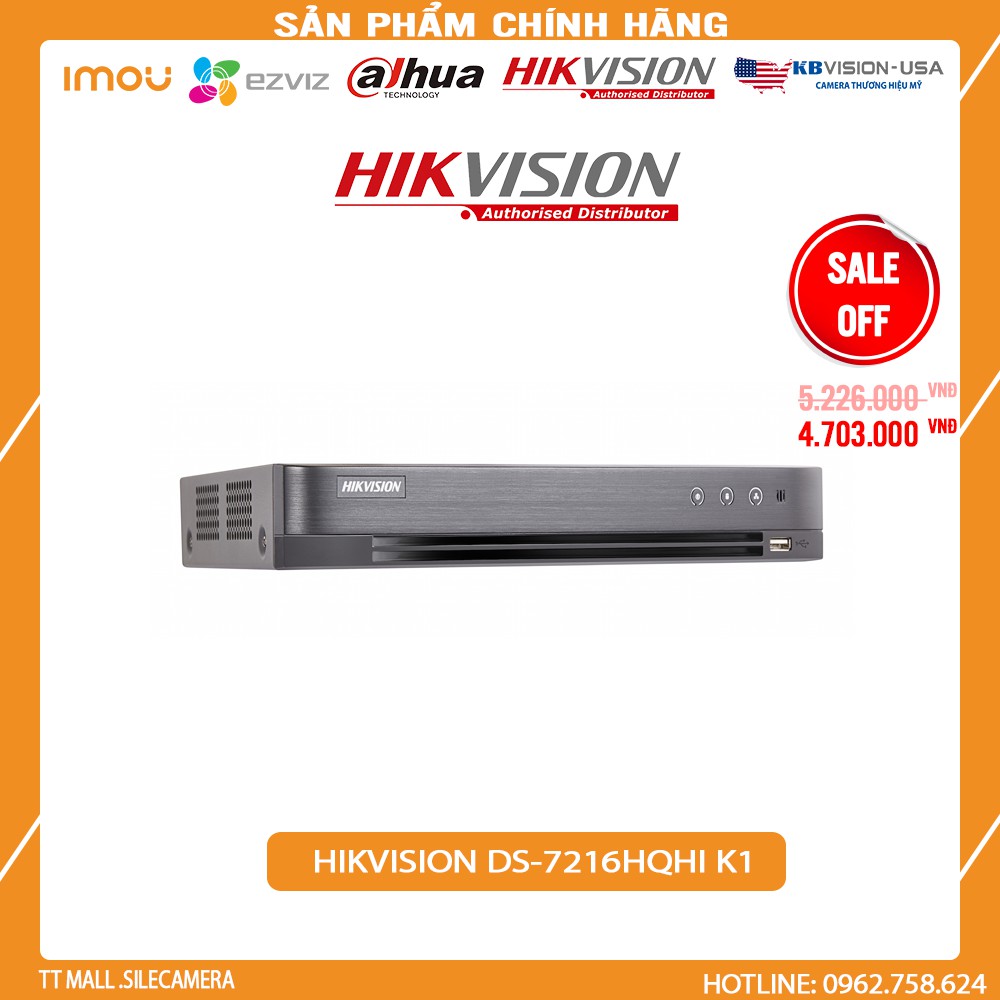 Đầu ghi hình 16 kênh HDTVI Hikvision DS-7216HQHI-K1 vỏ sắt 2MP