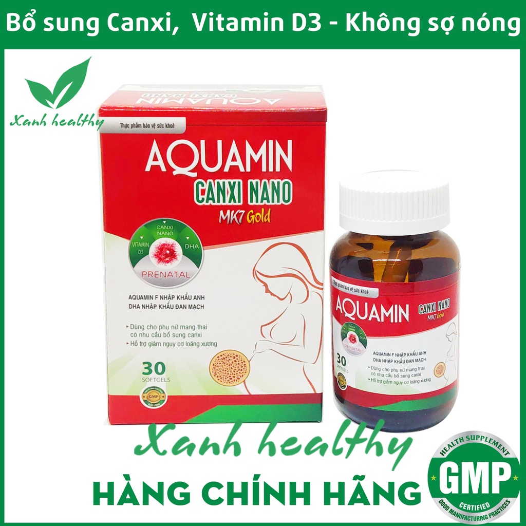 Aquamin Canxi cho bà bầu, trẻ em, người lớn Bổ sung Canxi, Vitamin D3, Vitamin K2 từ tảo biển đỏ - Hộp 30v