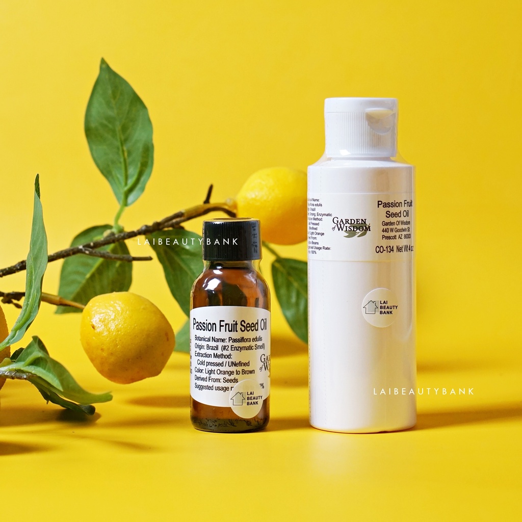 Dầu chanh leo Garden of Wisdom Passion Fruit Seed Oil nguyên chất, ép lạnh 10ml, 30ml - LAI BEAUTY BANK