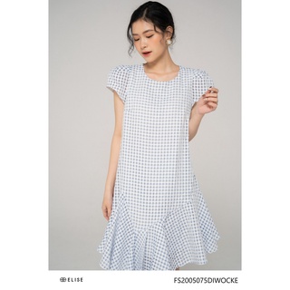 Đầm xanh kẻ thiết kế Elise FS2005075DIWOCKE