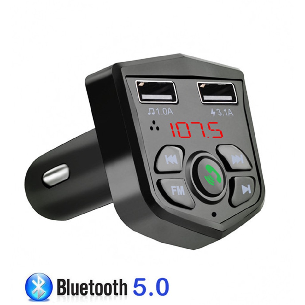 Củ sạc trên ô tô Bluetooth 5.0 tích hợp FM Transmitter 2 cổng USB loa bluetooth